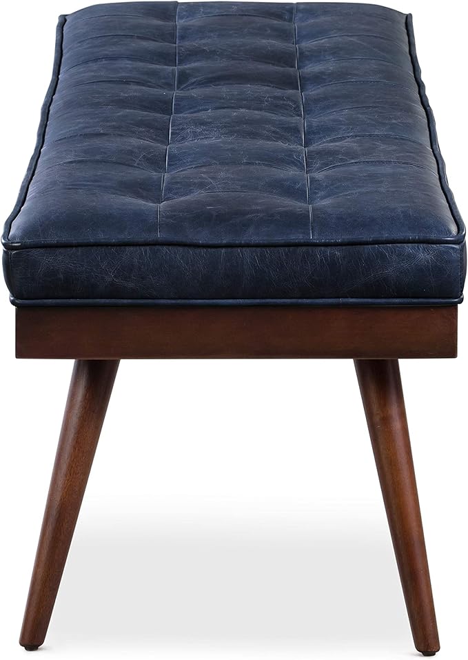 POLY & BARK Napa Luca Leather Bench, Midnight Blue - Image 5