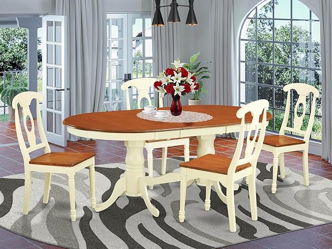 East West Furniture PLKE5-WHI-W 5 Piece Dining Table Set - Image 2