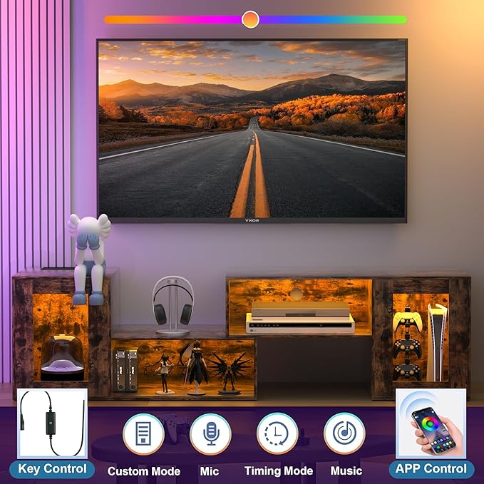 VECELO LED TV Stand for Televisions up to 70 Inchs Modern Entertainment Center - Image 4