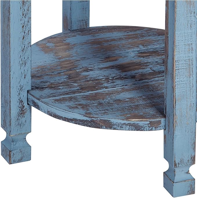 Rustic Cottage Round End Table w/ 1 Shelf - 25 in. W x 20 in. D x 24 in. H - - Image 10