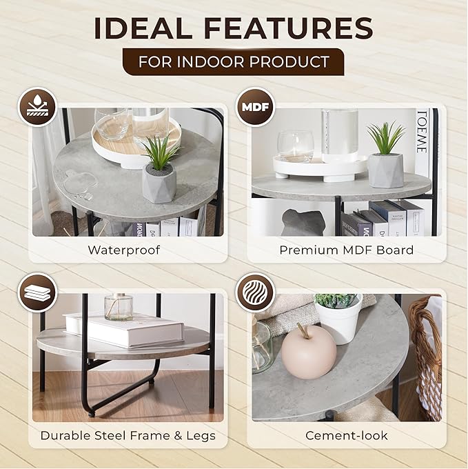Mijas 2-Tier Side Table, Round End Table, A Stylish and Functional Addition - Image 3