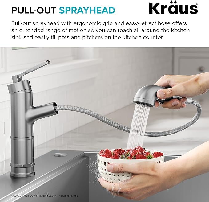 KRAUS Allyn Pull-Out Single Handle Kitchen Faucet in Spot-Free Stainless Steel - Image 7