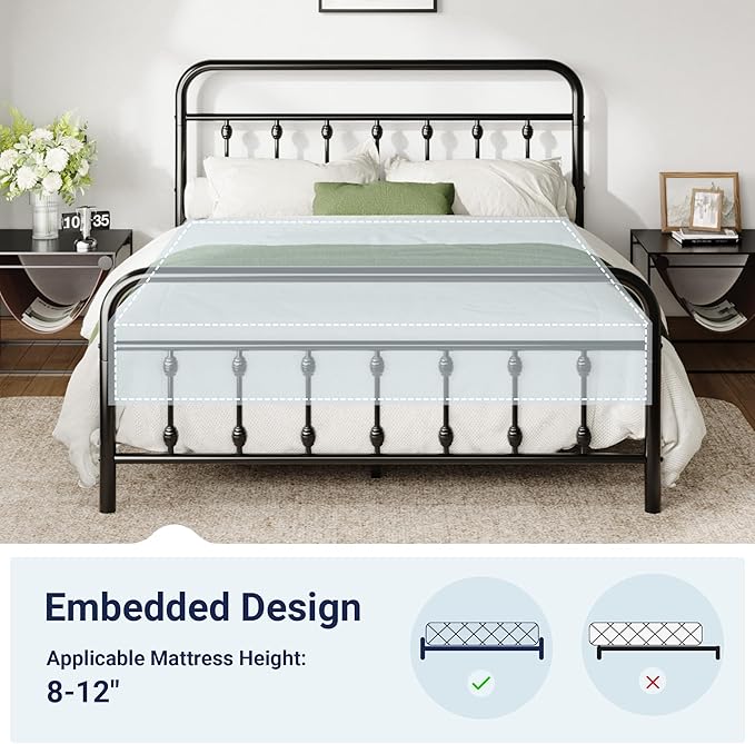 Allewie 14 Inches Full Size Metal Platform Bed Frame - Image 8
