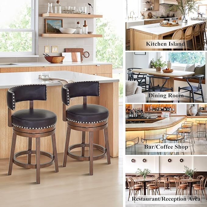 COLAMY Swivel Bar Stool, Modern Swivel Barstool - Image 7