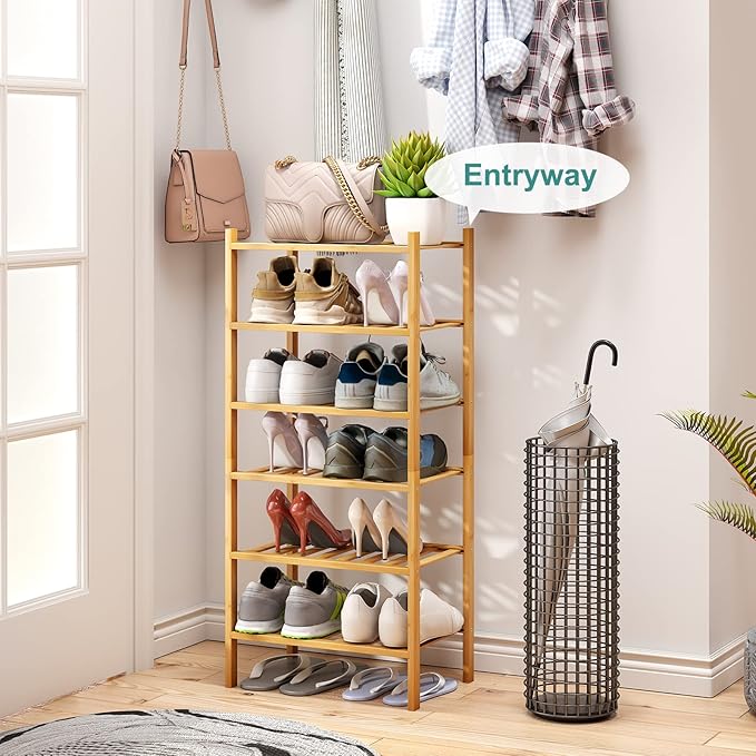 Small Shoe Rack, 6-Tier Shoe Shelf - Image 2