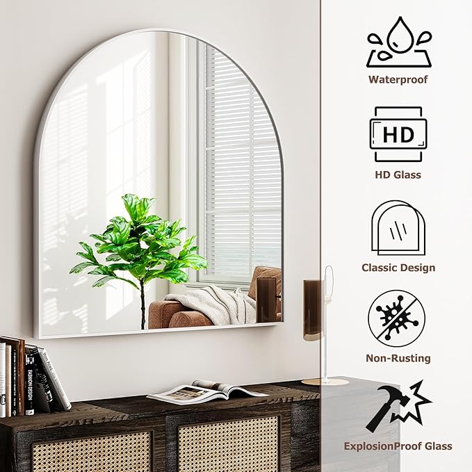 Arched Bathroom Mirror, 32x34 Inch - Image 5