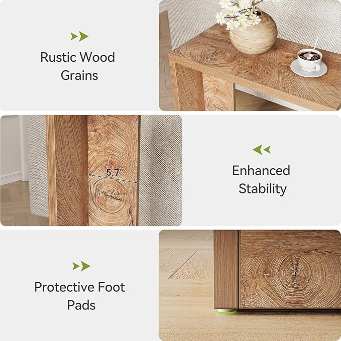 LITTLE TREE C-Shaped Side Table Set of 2, Narrow 2-Tier End Table - Image 7