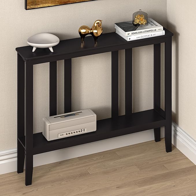 ELYKEN Console Tables for Entryway, 36.2" Long 2 Tier Hallway Table Behind Couch - Image 7