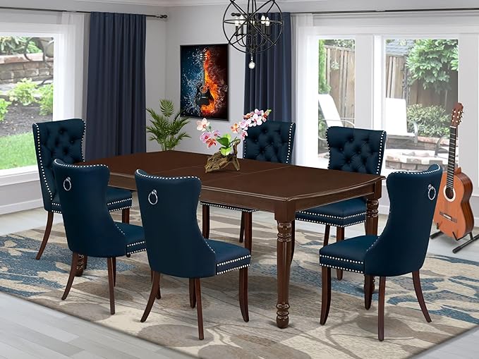 East West Furniture DODA7-MAH-29 7 Piece Dining Table Set Includes a Rectangle - Image 2