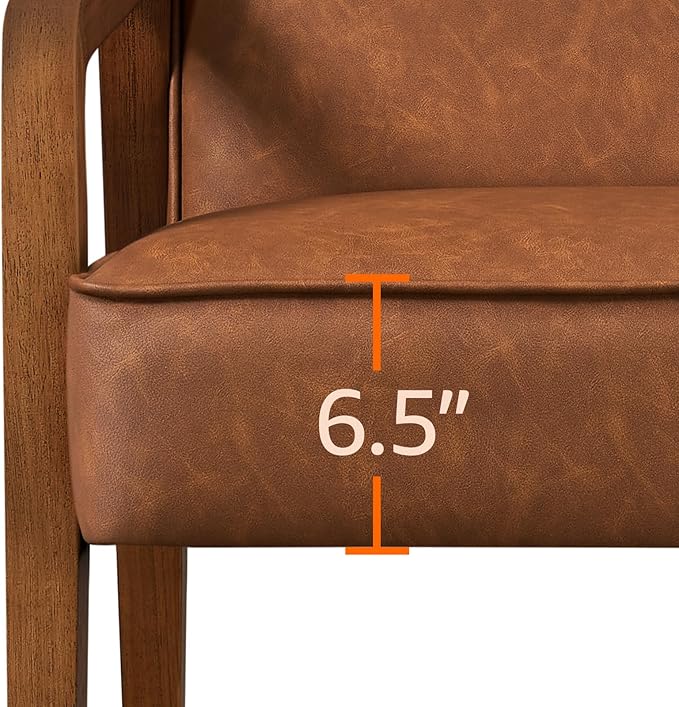 Yaheetech PU Leather Accent Chair, Mid-Century Modern Barrel Chair - Image 9