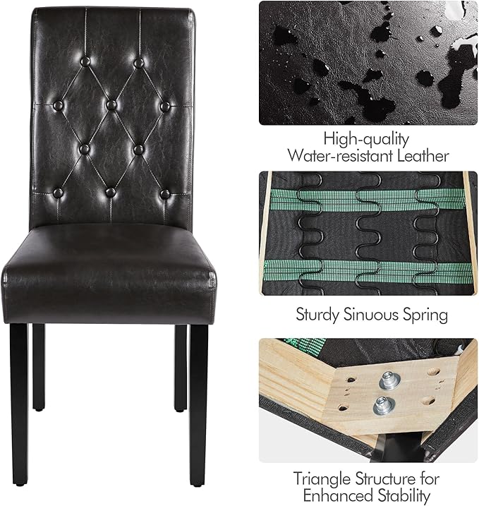 Yaheetech Dining Chairs Set of 2 Modern Style Faux Leather Dining Room Chairs - Image 5