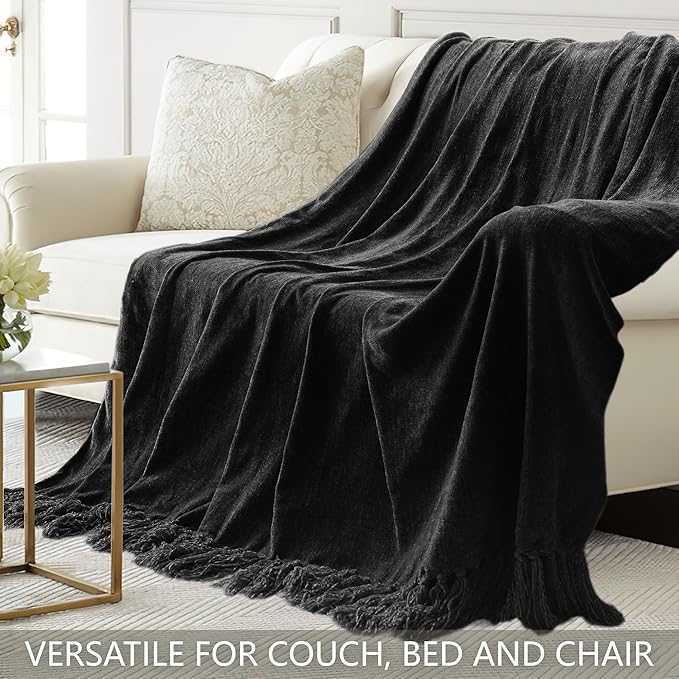 Chenille Throw Blanket for Couch 60"X 80" Twin, Soft Cozy Throws - Image 4
