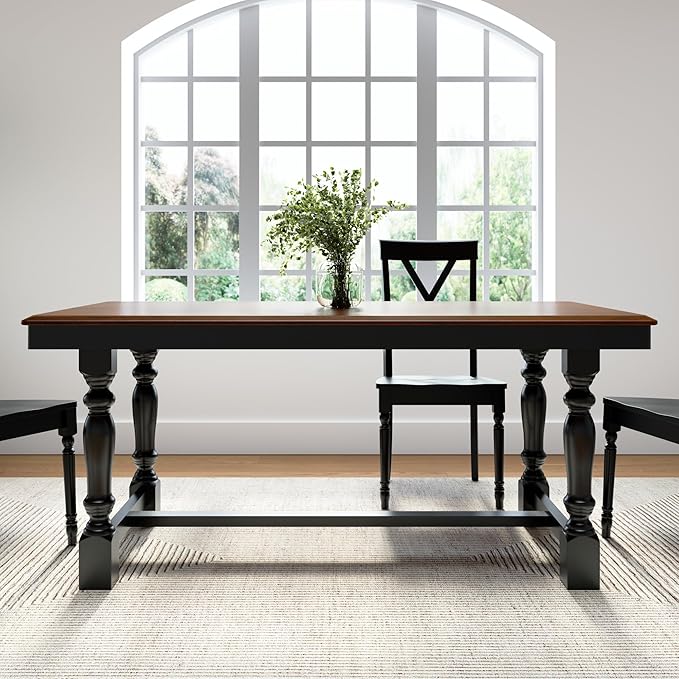 Bush Furniture Rectangular Dining Table, 67 inch Squire Trestle, Farmhouse Decor by BushHome