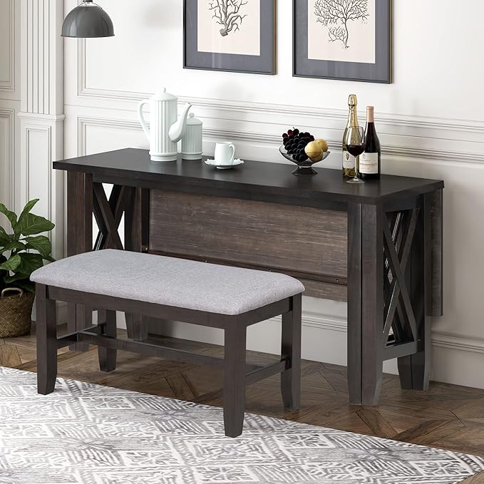 Ball & Cast 6-Piece Dining Table Set, Rectangular Dining Room Foldable Table - Image 4