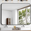 Bathroom Mirror, 48 x 40 inch Black Rectangle Wall Mirror, Metal Frame by WelcometoCIVENO