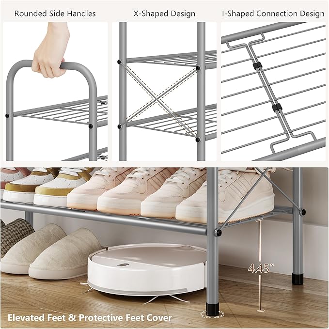 Hoctieon 2 Tier Shoe Rack for Closet, Durable Mesh Style Shoe Rack, Entryway - Image 7