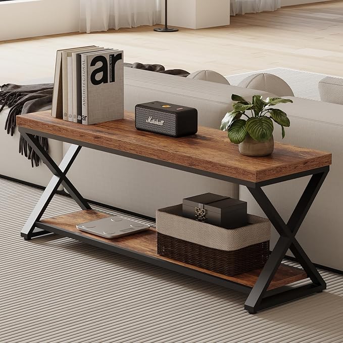 IBF Farmhouse Wood Bench, Industrial Storage Entryway Indoor Bench - Image 5