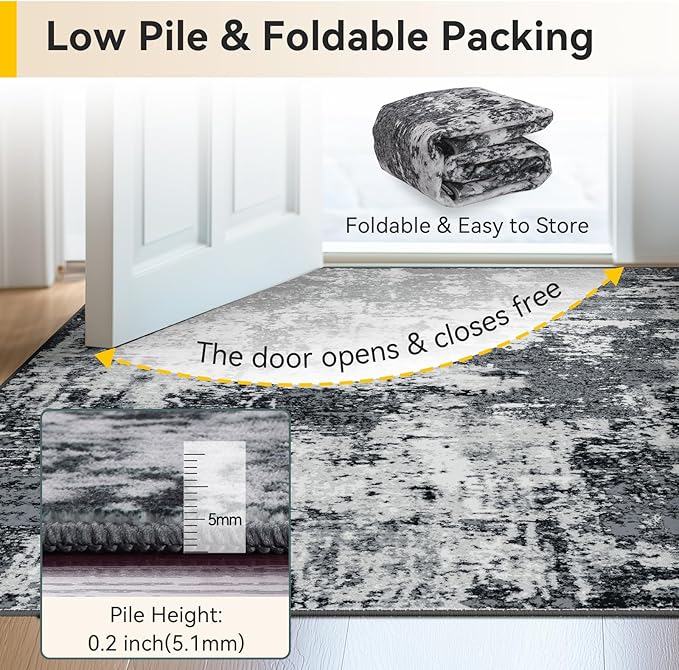Washable Area Rugs 6'x9' Non-Slip Modern Abstract Soft - Image 6