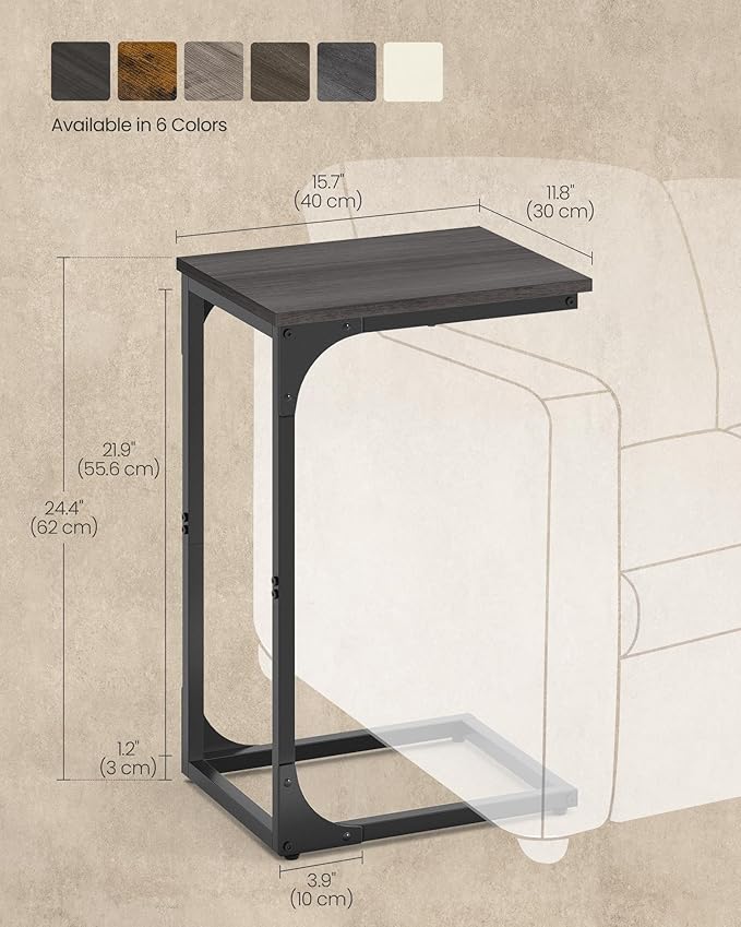 VASAGLE C-Shaped End Table, Small Side Table - Image 3