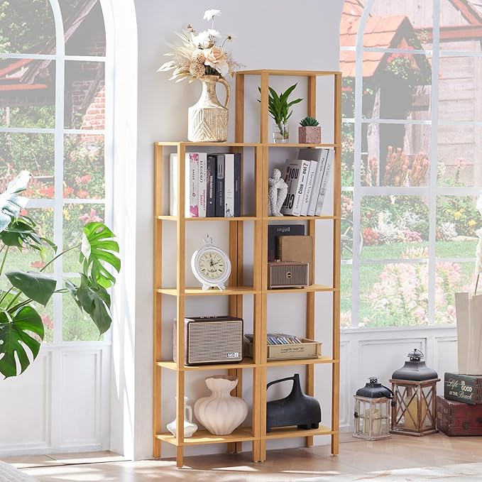 54in Tall Bookshelf 5-Tier Small Narrow Bookcase, Skinny Book Shelf - Image 4