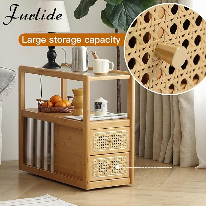 Rattan Nightstand Side Table - Image 9