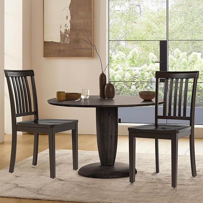 COLAMY Wooden Dining Chairs Set of 2, Solid Rubberwood Kitchen & Dining Room - Image 2