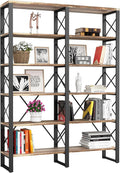IRONCK Bookshelves Double Wide 6-Tier 76" H, Open Large Bookcase, Industrial by IRONCK