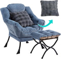 Lazy Chair with Ottoman, Comfy Reading Chair with Footstool & Throw Pillow by YOTATING
