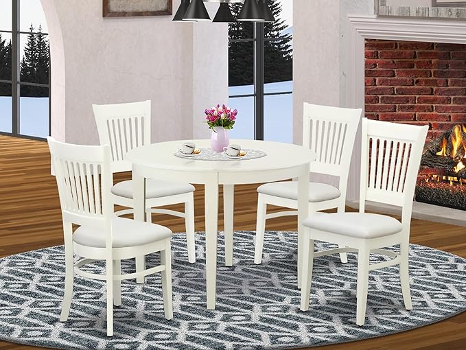 East West Furniture BOVA5-LWH-C 5 Piece Dinette Set - Image 2