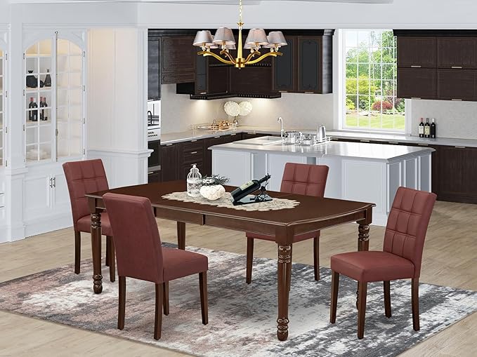 East West Furniture DOAS5-MAH-26 5 Piece Dining Room Table Set Includes A - Image 2