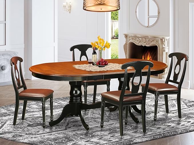East West Furniture PLKE5-BCH-LC 5 Piece Dining Room Furniture Set Includes an - Image 2