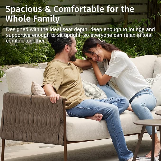 EAST OAK 3-Piece Patio Furniture Set | Life Chatter 4-Seat Outdoor Furniture | - Image 5