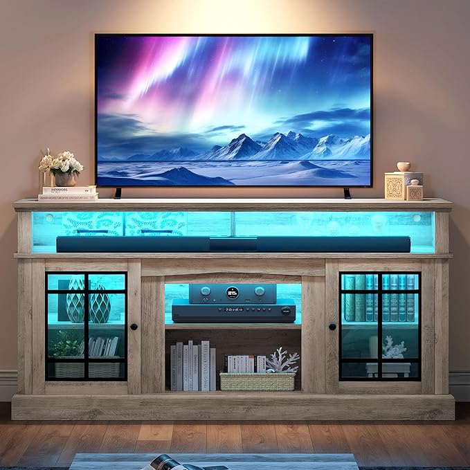 YITAHOME Modern TV Stand for 75 Inch TV, LED Entertainment Center by YITAHOME