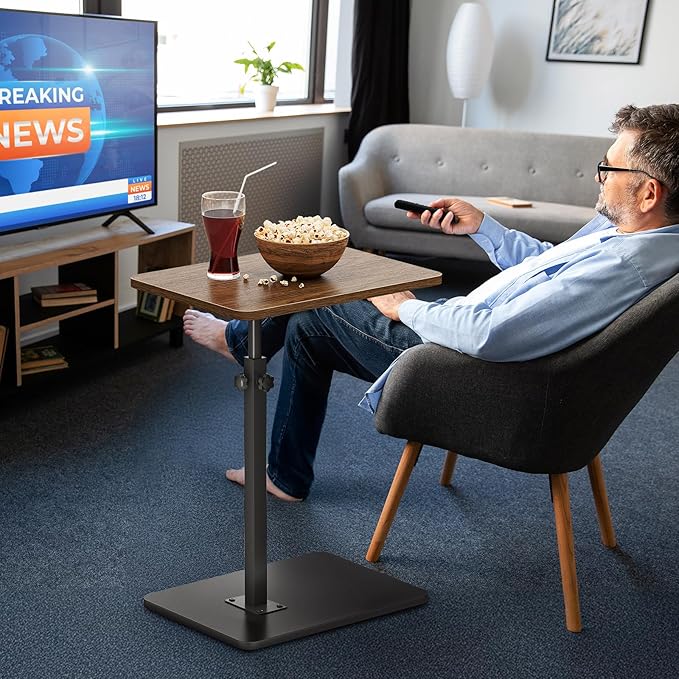 NiHome Minimalist Height Adjustable End Table, 360° Rotatable Sofa Armrest Side - Image 3