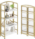No-Assembly Folding Gold Bookshelf Storage Shelves Multifunctional Plant Flower by THKKYHomeOfficeFurniture