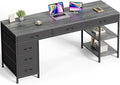 Huuger Computer Desk with 6 Drawers, 63 Inch Office Desk with Shelves, by Huuger