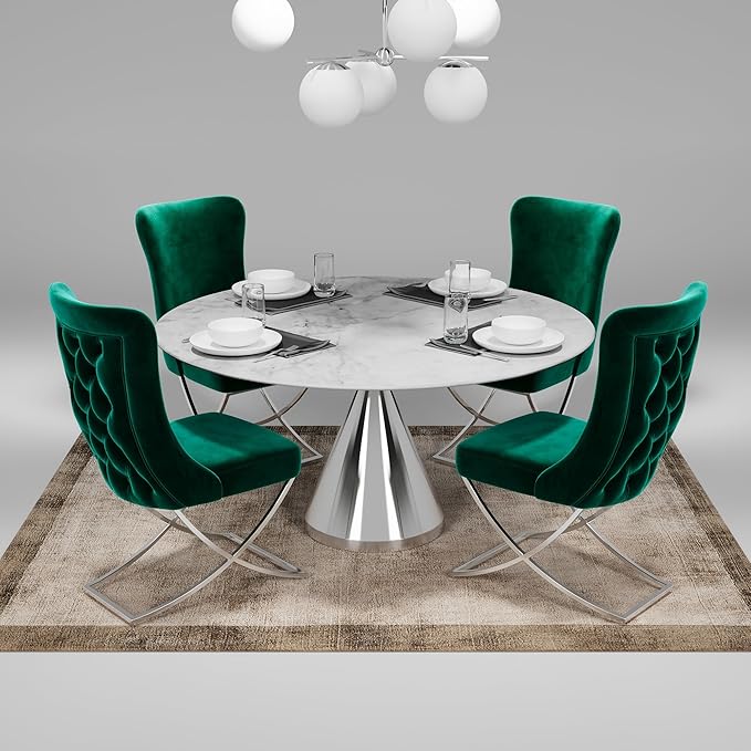 Ottomanson Royal Dining Chairs Set of 8 – Upholstered Tufted Microfiber - Image 2