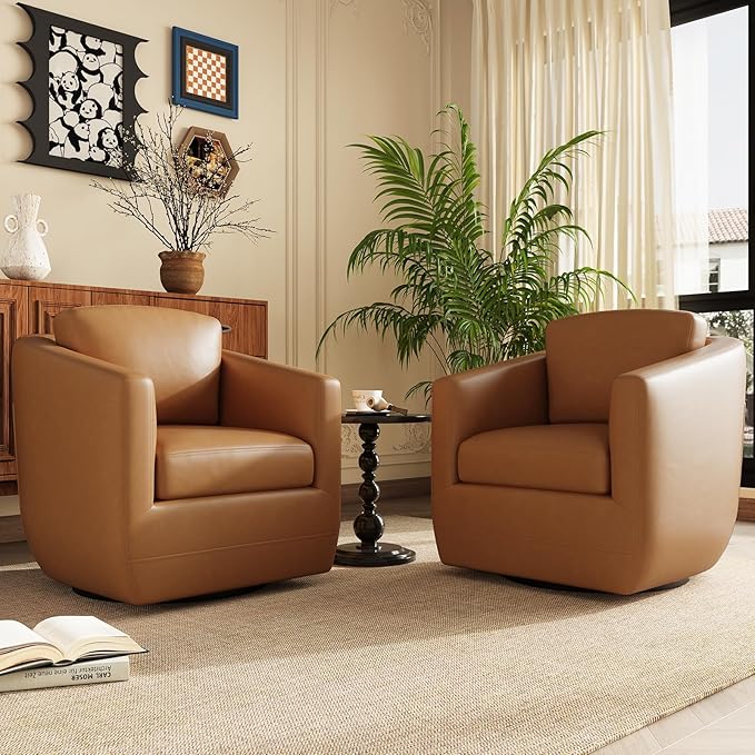 COLAMY 360° Swivel Accent Chair- Comfy Living Room Armchair No-Sag Foam & - Image 8