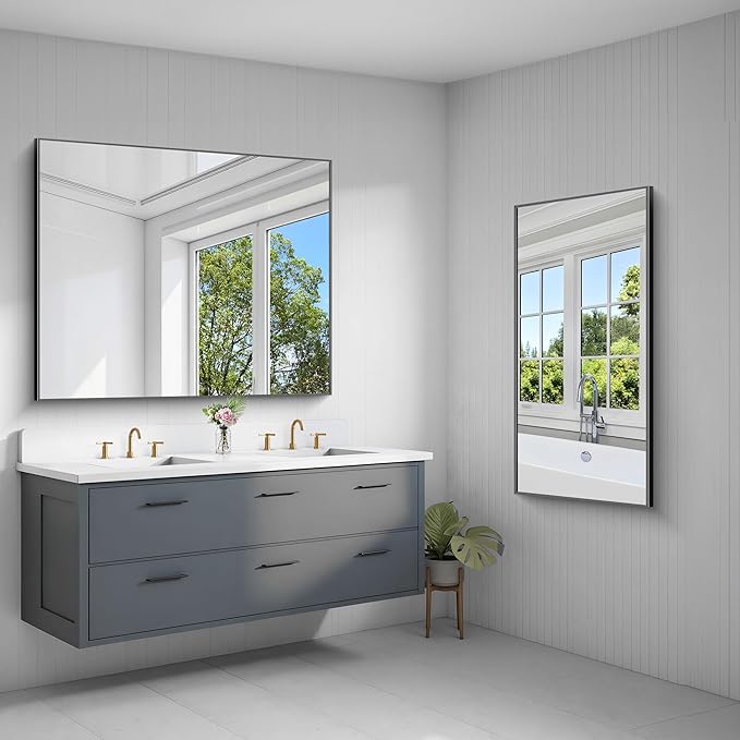 40x48 inch Large Black Bathroom Mirror, Rectangle Mirror - Image 6