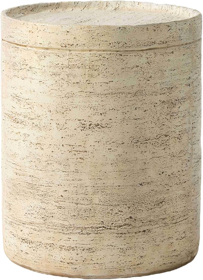 COSIEST Outdoor Side Table, Cylinder Shaped MgO Patio End Table, Lightweight by COSIEST