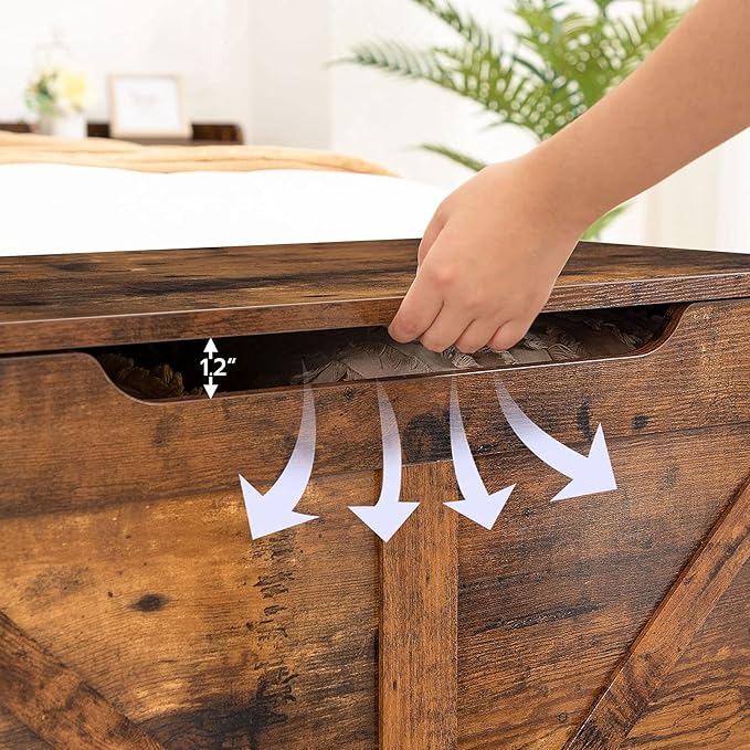 HOOBRO Storage Bench, 29.5” Retro Wooden Storage Chest - Image 8