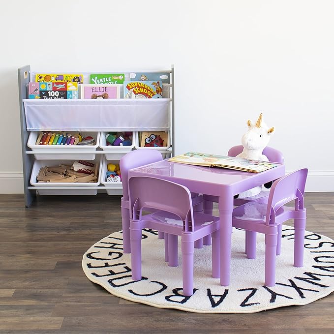 Humble Crew Kids Plastic Table and 4 Chairs Set, Toddler Playroom Activity - Image 6
