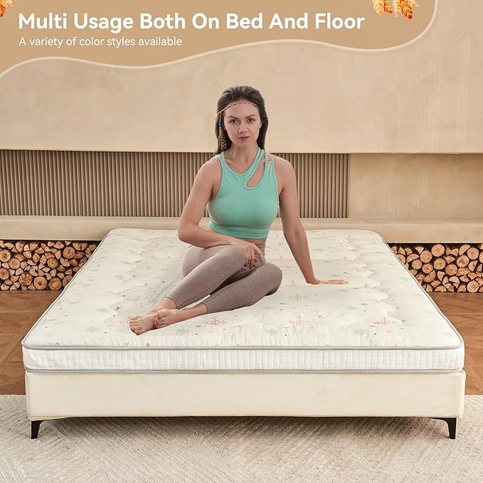 Dr.Futon Japanese Floor Futon Mattress Extra Thick Folding Roll Up Bed Topper - Image 6