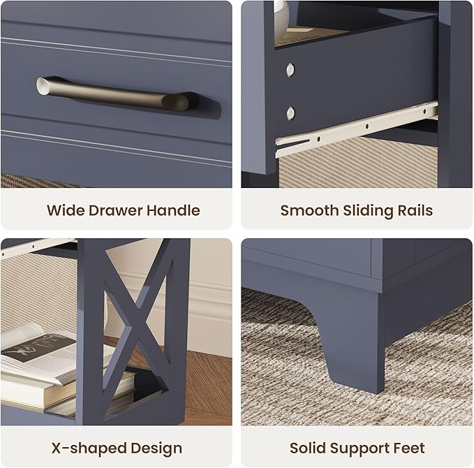 Tall Nightstand Set of 2 Side Table - Image 6