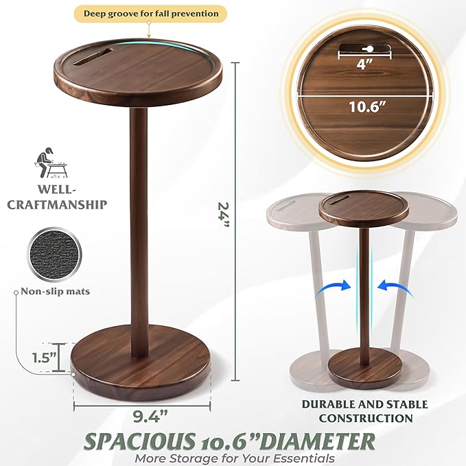 Drink Table, 24.4" Tall Compact Side Table - Image 3