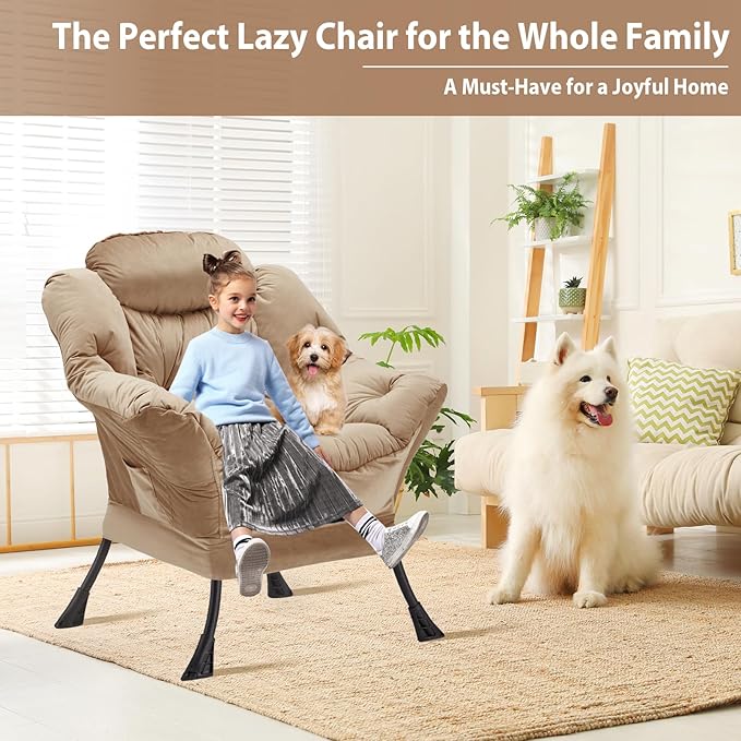 Lazy Chair Thick Padded, Comfy Velvet Accent Lounge Chair - Image 4