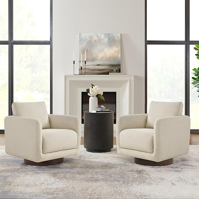 Modern Swivel Accent Chair, 360° Rotating Round Barrel Armchair - Image 2