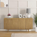 NTC Sapa Mid-Century Modern Solid Wood Sideboard – 4-Door Accent Buffet Cabinet by NTC