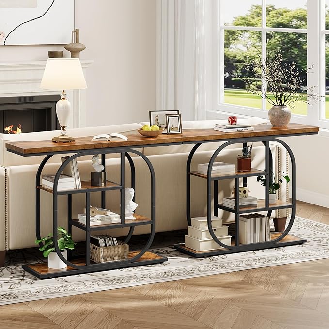 HOOBRO 43.3" Console Table, 4-Tier Sofa Table, Industrial Entryway Table - Image 3