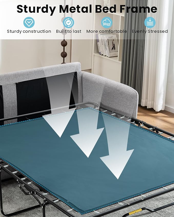 Queen Size Pull Out Sofa Bed, 2 in 1 Convertible Sleeper Sofa Couch - Image 8